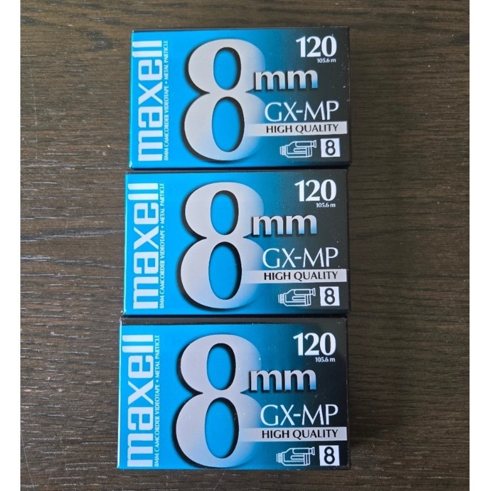 3 Maxell 8mm GX-MP 120 High Quality Camcorder Videotapes - New Sealed